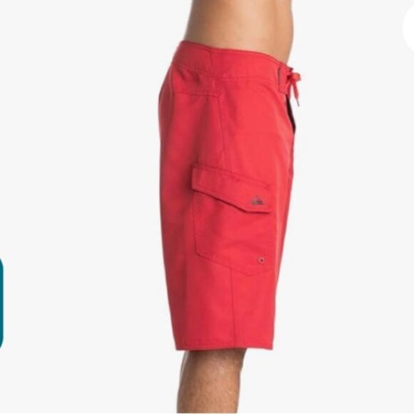 Quiksilver Manic 22 Inch Length Cargo Pocket Boardshort Swim Trunk, Red, 38, NWT - Picture 3 of 11